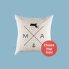 Massachusetts MA Home State Canvas Pillow or Pillow Cover