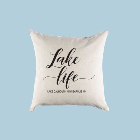 Personalized Custom Lake Life Canvas Pillow or Pillow Cover - Home Throw Lumbar Pillow - Lake House, Farmhouse, Lake Home Decor
