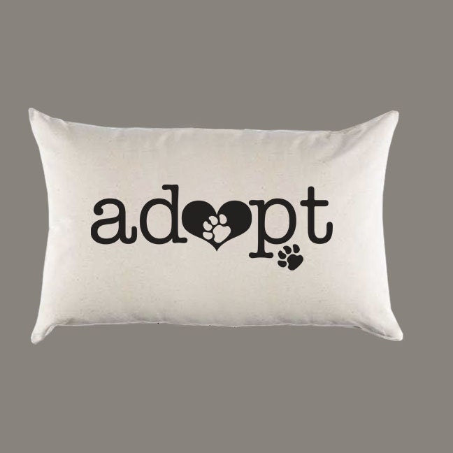 Adopt Pet Adoption Canvas Pillow or Pillow Cover - Dog or Cat - Home Throw Lumbar Pillow -  Farmhouse, Home Decor Pet Adopt