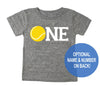 First 1st Birthday 'One' Tennis Ball Tri Blend Toddler  1 First Birthday T-Shirt - Toddler Child Boy and Girl Tee