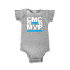 CMC MVP Bright BLUE Series North Carolina Christian McCaffrey Cotton Baby One Piece Bodysuit - Infant Girl and Boy