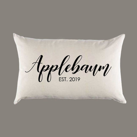 Personalized Custom Name Est. Year Canvas Pillow or Pillow Cover - Throw Pillow - Home Decor -Gift - Lumbar -  Farmhouse Decor