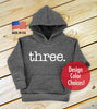 3rd Birthday Three Toddler Kid Youth Tri Blend Fleece Pullover Hoodie - Boy - Girl - Twins - Triplets - Gift