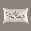 Natural Canvas 'You, Me & the Chickens' Pillow or Pillow Cover - Throw Pillow - Couple Wedding Anniversary Gift