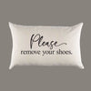 Custom 'Please remove your shoes' Natural Canvas Pillow or Pillow Cover - Throw Pillow - Home Decor -Gift - Lumbar -  Farmhouse Decor