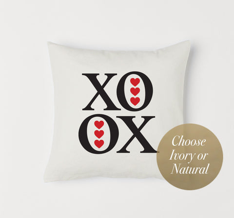 Ivory or Natural Canvas Valentine's Day 'XOXO' Pillow or Pillow Cover - Home Decor - Throw Pillow - Farmhouse Pillow