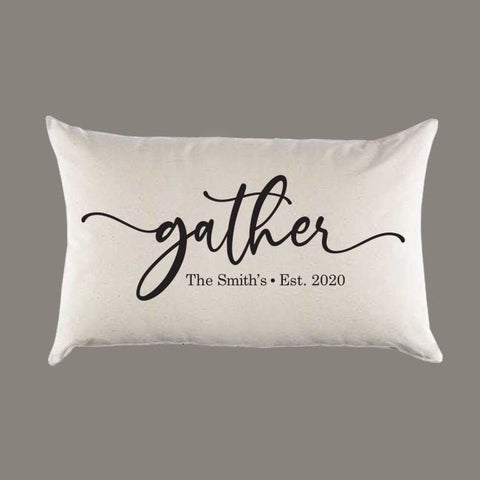 Custom 'gather' Natural Canvas Pillow or Pillow Cover - Throw Pillow - Home Decor -Gift - Lumbar -  Farmhouse Decor