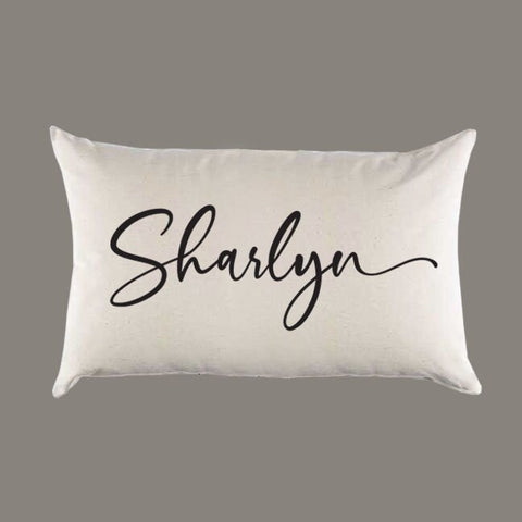 Personalized Custom Name Natural Canvas Pillow or Pillow Cover - Script - Throw Pillow - Home Decor -Gift - Farmhouse Decor
