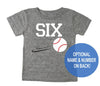 Sixth 6th Birthday 'Six' Baseball Tri Blend Kids 6 Sixth Birthday T-Shirt - Boy and Girl Tee Twins Triplets