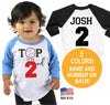 Top of the 2nd Baseball Personalized Second Birthday Tri-blend Raglan Baseball Jersey - Baby Toddler Kids 3/4 Sleeve Baseball Shirt Twins