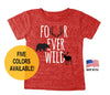 Tri Blend Toddler 'FOUR EVER WILD' Fourth Birthday T-Shirt - Toddler Boy and Girl Tee Twins Triplets Gift