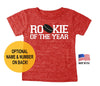Rookie of the Year Hockey Tri Blend Toddler Birthday T-Shirt - Toddler Boy and Girl Tee
