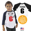 Top of the 6th Baseball Personalized Sixth Birthday Tri-blend Raglan Baseball Jersey - Baby Toddler Kids 3/4 Sleeve Baseball Shirt Twins