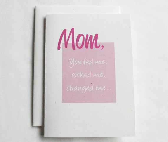 Mothers Day Card Funny Mom You Fed Me...
