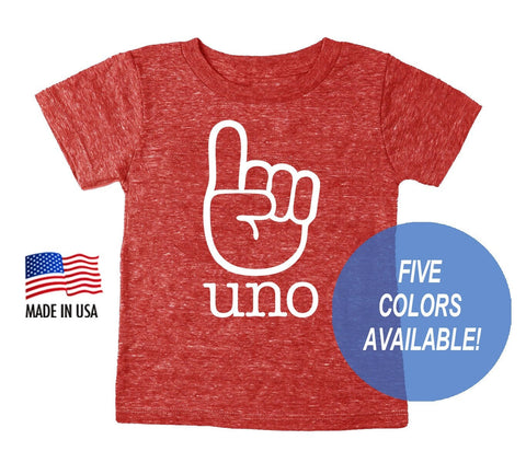 One 'Uno' Finger Tri-blend First Birthday T-shirt  -  Shirt for 1st Birthday - Infant and Toddler sizes