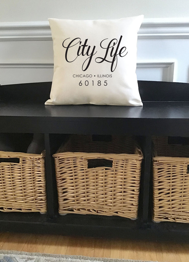 Custom City Life Natural Canvas Pillow or Pillow Cover - Home Decor - Wedding Anniversary Birthday Gift - Urban Industrial