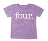 Tri Blend Toddler 'FOUR' Fourth Birthday T-Shirt - Toddler Boy and Girl Tee Twins Triplets Gift
