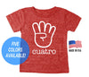 Four 'Cuatro' Fingers Tri-blend Third Birthday T-shirt - Shirt for 4th Birthday - Toddler Sizes