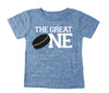 First 1st Birthday 'The Great One' Hockey Puck Tri Blend Toddler  1 First Birthday T-Shirt - Toddler Child Boy and Girl Tee