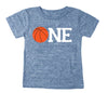 First 1st Birthday 'One' Basketball Tri Blend Toddler  1 First Birthday T-Shirt - Toddler Child Boy and Girl Tee