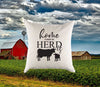 Natural Canvas 'Home Is Where the Herd Is' Cow Pillow or Pillow Cover - Throw Pillow - Home Decor -Gift - Farmhouse Decor