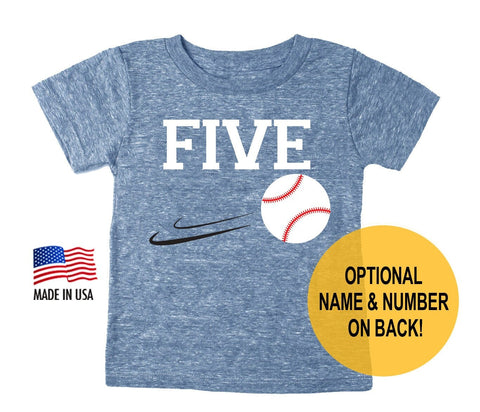 Fifth 5th Birthday 'Five' Baseball Tri Blend Toddler 5 Fifth Birthday T-Shirt - Toddler Boy and Girl Tee Twins Triplets