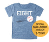 Eighth 8th Birthday 'Eight' Baseball Tri Blend Youth 8 Eighth Birthday T-Shirt - Youth Boy and Girl Tee Twins Triplets Gift