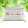 Personalized Custom 'Home' with Name Natural Canvas Pillow or Pillow Cover - College Dorm Gift - Going Away Gift - Housewarming Gift