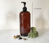 Body Wash 32 ounce Refillable Amber Pump Top Plastic Bottle Dispenser | Modern Bathroom Decor | Farmhouse | Urban | Industrial