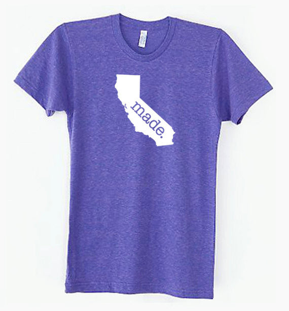 California CA Made Tri Blend Track T-Shirt - Unisex Tee Shirts Size S M L XL 0003