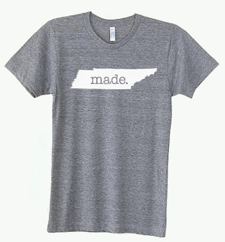 Tennessee TN 'made.' Tri Blend Track T-Shirt - Unisex Tee Shirts Size S M L XL 0003