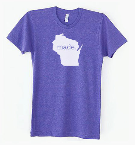 Wisconsin WI Made Tri Blend Track T-Shirt - Unisex Tee Shirts Size S M L XL 0003
