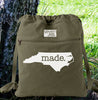 North Carolina NC Home State Made. Canvas Backpack Cinch Sack