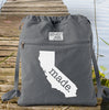 California CA Made. Canvas Backpack Cinch Sack 0007
