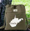 West Virginia WV Made. Canvas Backpack Cinch Sack 0007
