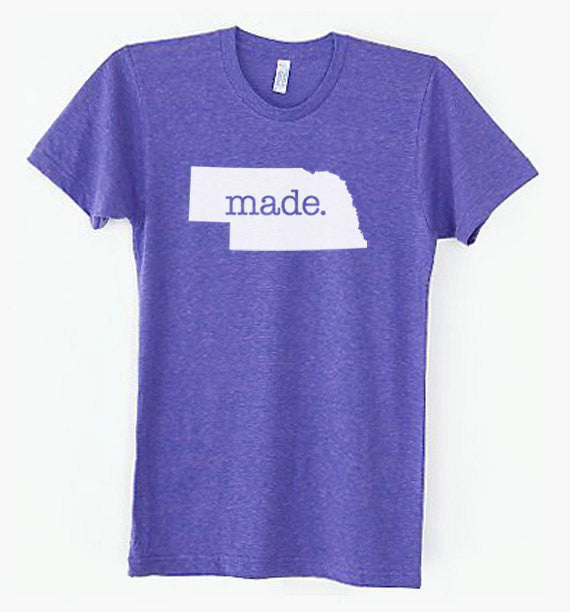 Nebraska Made Tri Blend Track T-Shirt - Unisex Tee Shirts Size S M L XL 0003