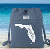 Florida FL Made. Canvas Backpack Cinch Sack 0007