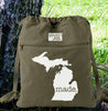 Michigan Made. Canvas Backpack Cinch Sack 0007