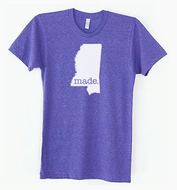 Mississippi MS Made Tri Blend Track T-Shirt - Unisex Tee Shirts Size S M L XL 0003