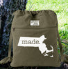 Massachusetts MA Made Canvas Backpack Cinch Sack 0007