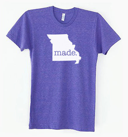 Missouri MO Made Tri Blend Track T-Shirt - Unisex Tee Shirts Size S M L XL 0003