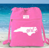 North Carolina Girl Canvas Backpack Cinch Sack 0008