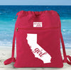California Girl Canvas Backpack Cinch Sack 0008