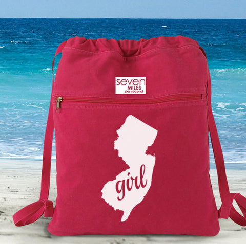 New Jersey Girl Canvas Backpack Cinch Sack 0008