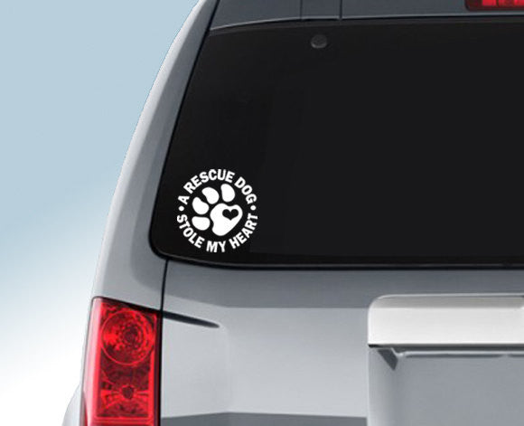 A Rescue Dog Stole My Heart Vinyl Decal for Car Window