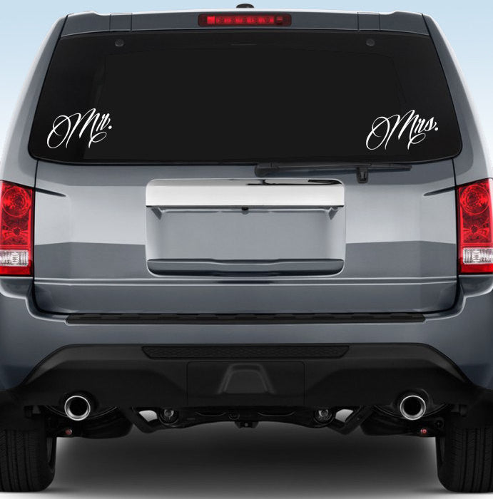 Mr. and Mrs. Vinyl Decal Set  for Car Window