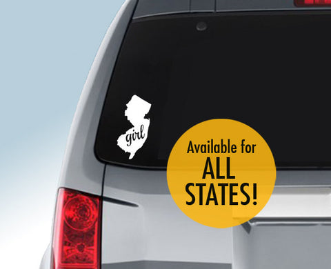 All States and Washington DC 'Girl' Vinyl Decal for Car Window qq