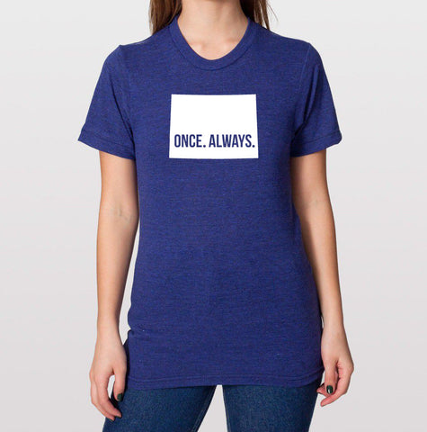 Colorado CO  Once. Always. Tri Blend Track T-Shirt - Unisex Tee Shirts Size XS S M L XL xxL 0022