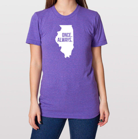Illinois IL  Once. Always. Tri Blend Track T-Shirt - Unisex Tee Shirts Size XS S M L XL xxL 0022