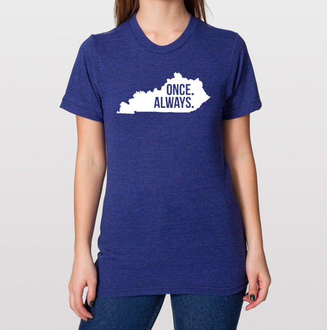 Kentucky KY  Once. Always. Tri Blend Track T-Shirt - Unisex Tee Shirts Size XS S M L XL xxL 0022
